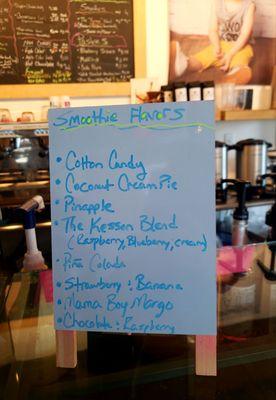 Latest smoothie flavors.