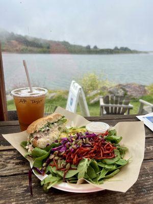 Half a crab roll and a cafe salad. So. Damn. Delicious. Would come back over and over if I wasn't just passing through.