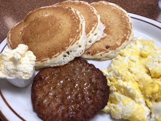 Great pancakes and beef patty