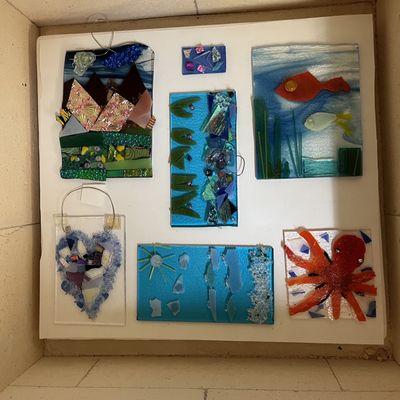 Glass pieces off to the kiln