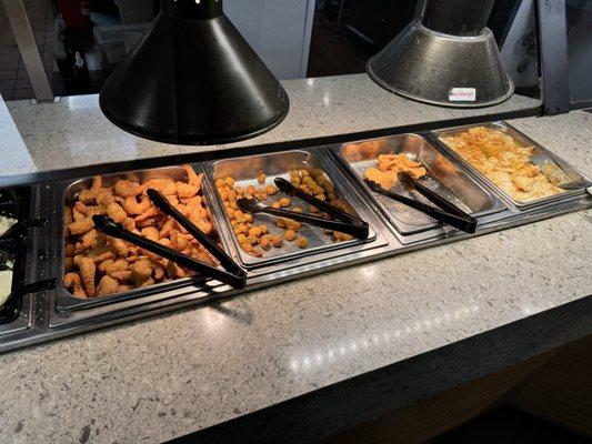 The seafood area: both fried and baked fish