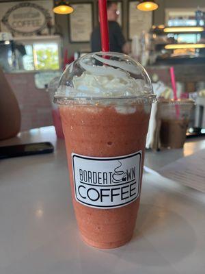 Looking for a place to cool off ? This strawberry banana smoothie is absolutely delicious and a perfect way to do so!