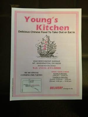 Front of menu