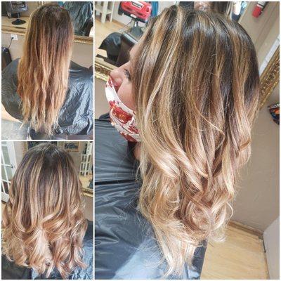 Balayage before and after - photo credit to Danielle