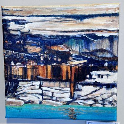 Pictured Rocks Mineral Stained wall - Acrylic original on canvas