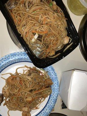 Shrimp Lo Mein my favorite . Hunan Garden has the very best!