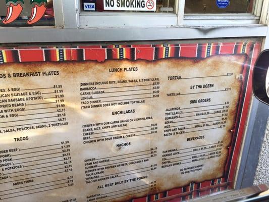 Drive through menu