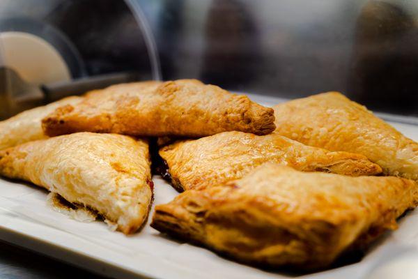 One of the dessert options: Mango-Guava Turnovers with fresh pineapple baked in a puff pastry.