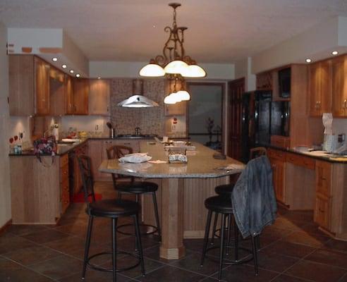 hickory reface kitchen with quartz countertops