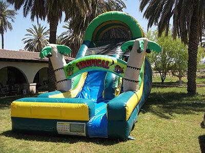 Perfect for your next Luau! The Tropical Wave Water Slide rental is the best choice for your Birthday Party or Company Picnic.