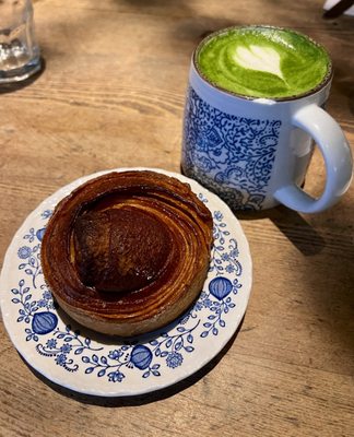 Kouign maman and matcha latte