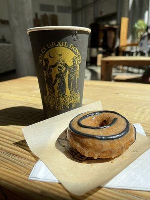 Iced Ube Latte and Honey Truffle Donut