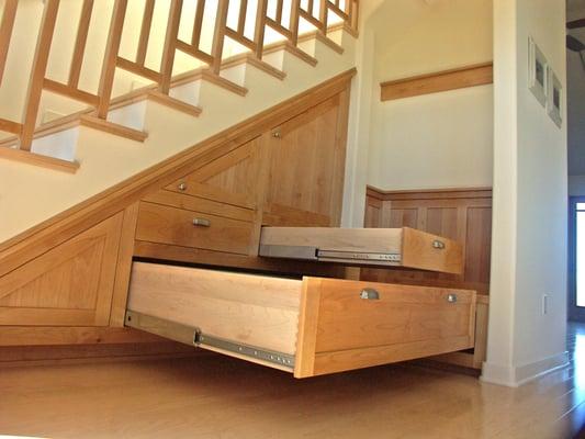 Custom Maple Under Stair Storage