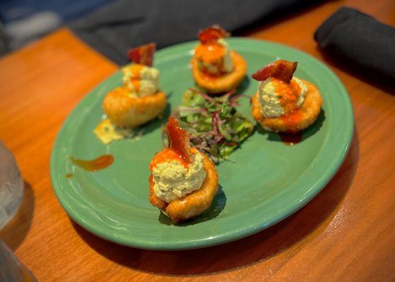 Deep fried deviled eggs