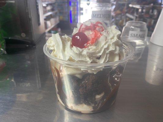 We have Specialty Sundaes in several varieties: Hot Fudge Brownie, Caramel Apple Crisp, Chocolate Chip Cookie, Peach Cobbler and More!