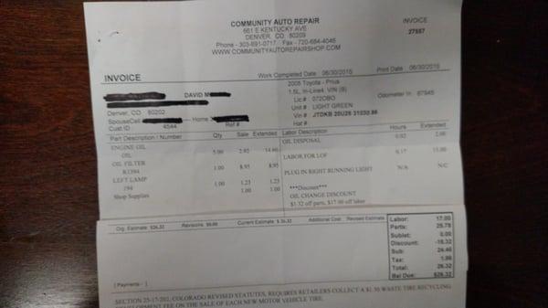 Alien Invoice from C.A.R.
 We will not be fooled!