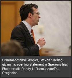 Criminal defense lawyer, Steven Sherlag, giving his opening statement. Photo Credit Randy Rasmussen/The Oregonian