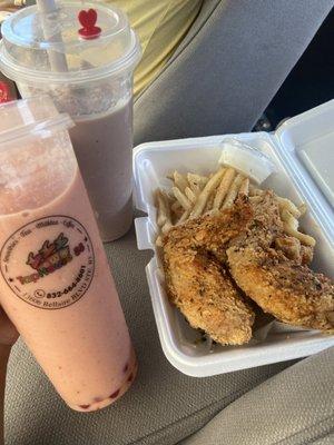 3. Garlic Parmesan Wings and Fries Combo strawberry mango smoothie chocolate banana smoothie