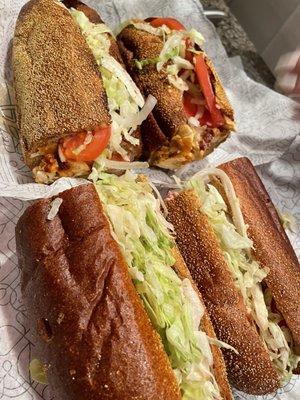 Chicken teriyaki and Buffalo tender sub