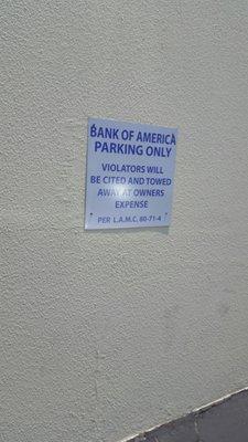 Customer parking only at B of A