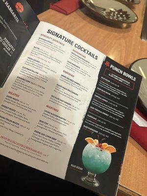 Cocktail menu.