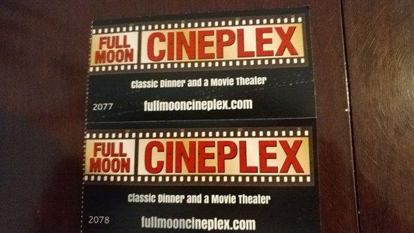 Tickets for an evening of movies at this cinema