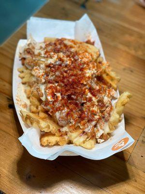 Loaded Fries with chicken and queso