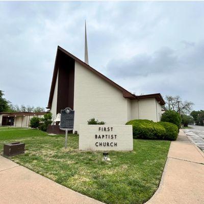 The front of the church.