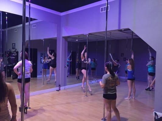 Beginner pole students learning the basics!