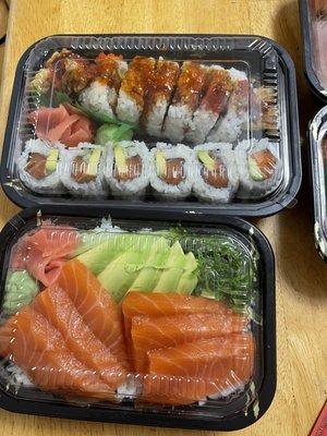 Spider and Alaska rolls, sakedon