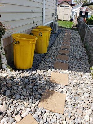 Side of house new walkway, this was beaten down grass before.