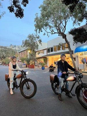 Riding thru the Village in Laguna Beach