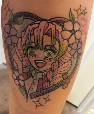 My thigh tattoo! Mitsuri from Demon Slayer