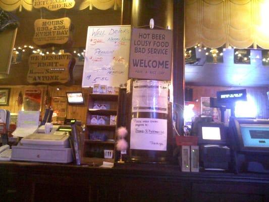 behind the bar at Tony's Place