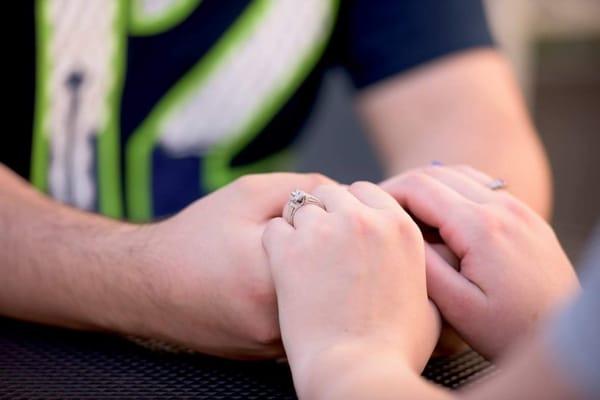 My beautiful ring!  I love that she got my fiance's 12th Man t-shirt in the background.