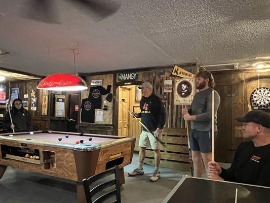 Billiards are always free to play at the Mangy Moose Roadside Bar