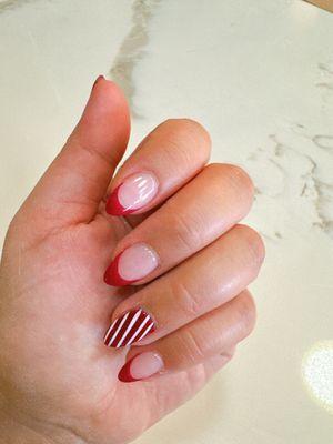 Holiday red french tips by my gal Kelly