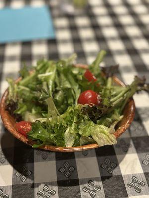 House salad with house dressing (lemon juice, garlic, & olive oil)