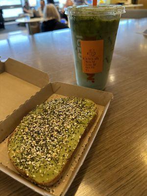 Green to start the day. Avocado toast and matcha latte