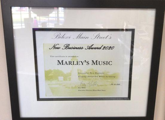 Marley's Music is proud to have been awarded the New Business Award 2020 from Biloxi Main Street. Thank you very much and there's much more!