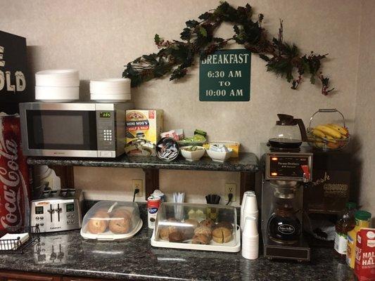 Continental breakfast bar.