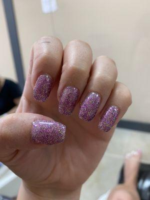 Acrylic fill + glitter gel done by Sonny