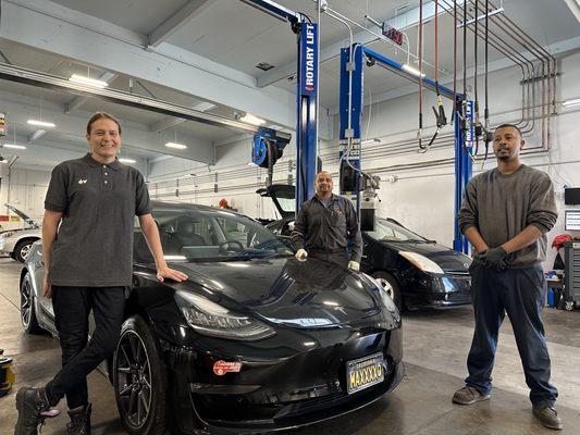 Earthling Automotive's top technicians specializing in hybrids and EVs. Also work on gas vehicles.