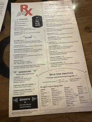 menu