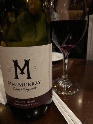 MacMurray Pinot, quite delicious