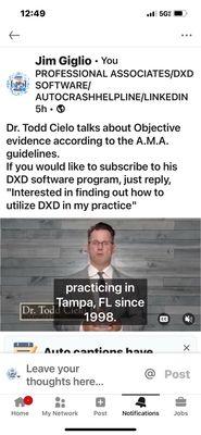 Dr Todd CIELO. DC created of dxdxray.com. For Chiropractors to provide Objective evidence in Auto Accident cases.