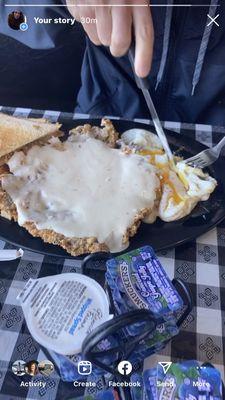 Chicken fried steak (breakfast version)