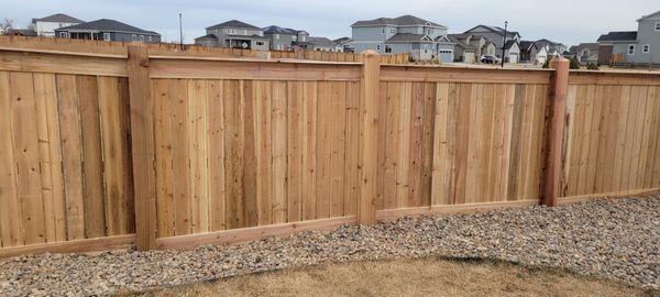 Beautiful cedar fence! 6x6 post with a classic design.