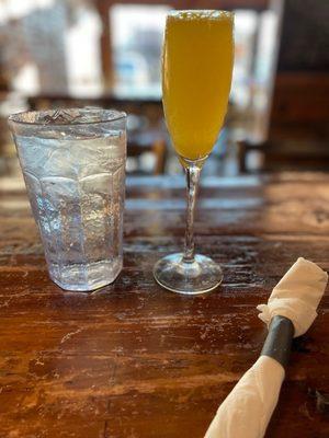 Mimosa and a water