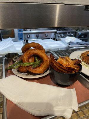 Tempura Onion Rings and Lotus Root Chips